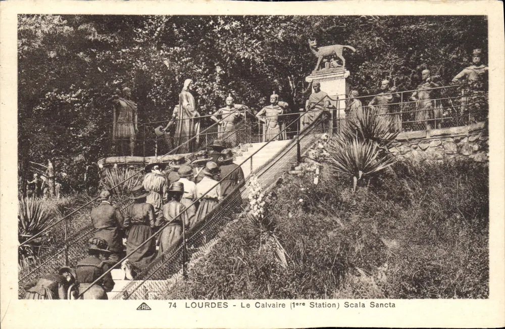 Lourdes - O Calvário (1ª Estação) Scala Sancta — editor A.R.C. n° 74 - Frente