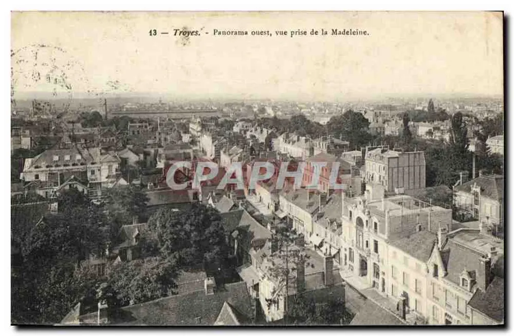 Troyes — Westpanorama, Aufnahme von der Madeleine. — Verlag: Troyes, Nr. 13 - Vorderseite