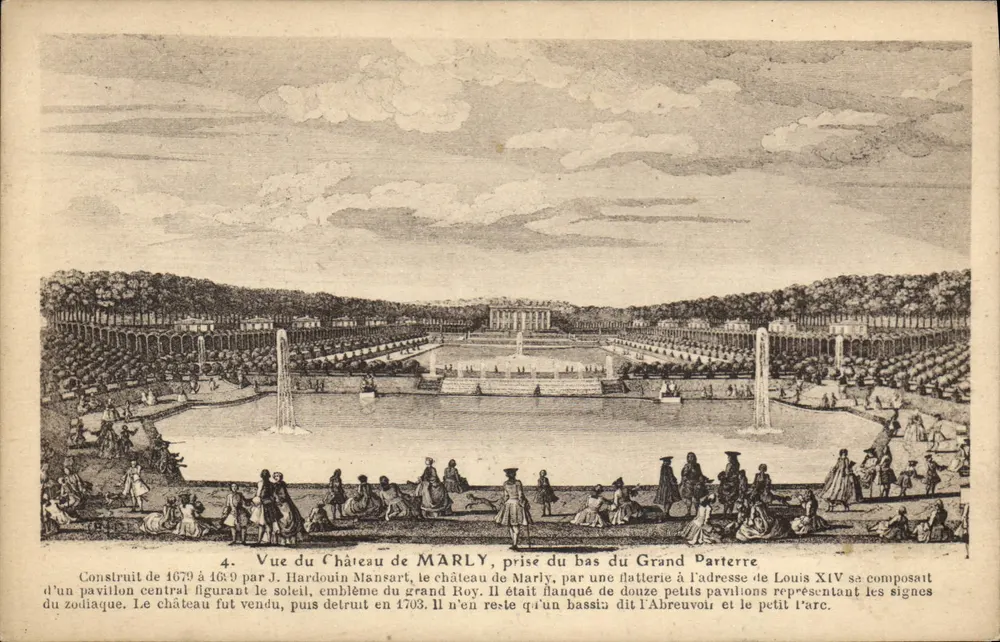Ansicht des Schlosses Marly — aus der Sicht der Grundlinie des Grand Parterre — IMP. LE DELET, PARIS - Vorderseite