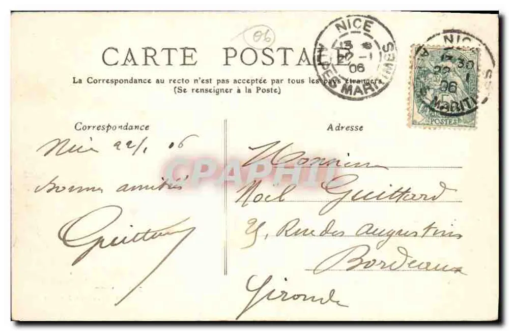 Nice — Os Novos Jardins — Editor desconhecido, n° 319 - Verso