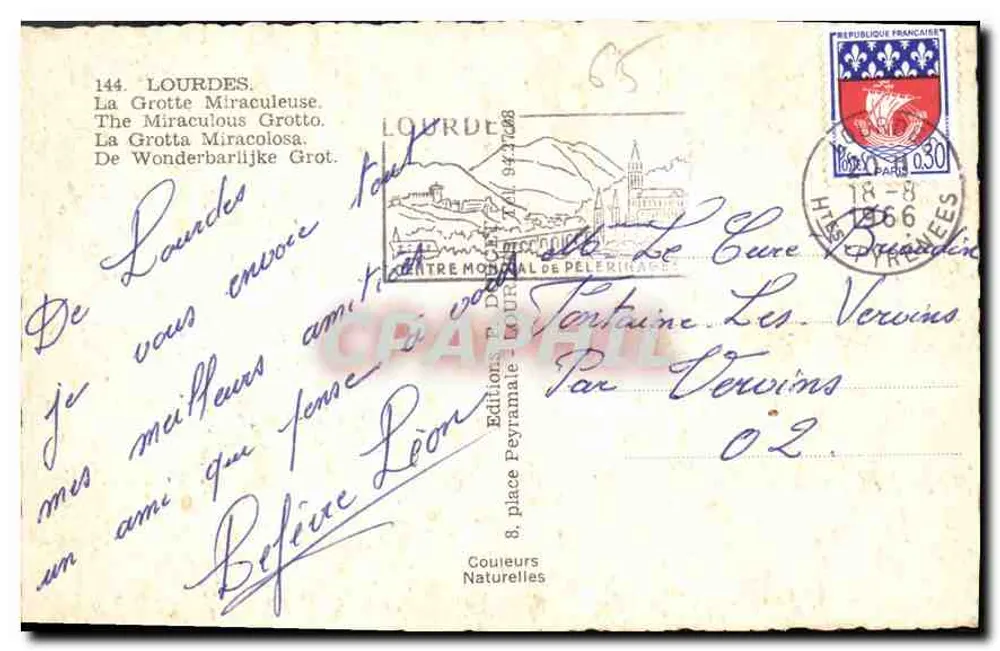 Lourdes — A Gruta Milagrosa — Éditions Peyramale - Verso
