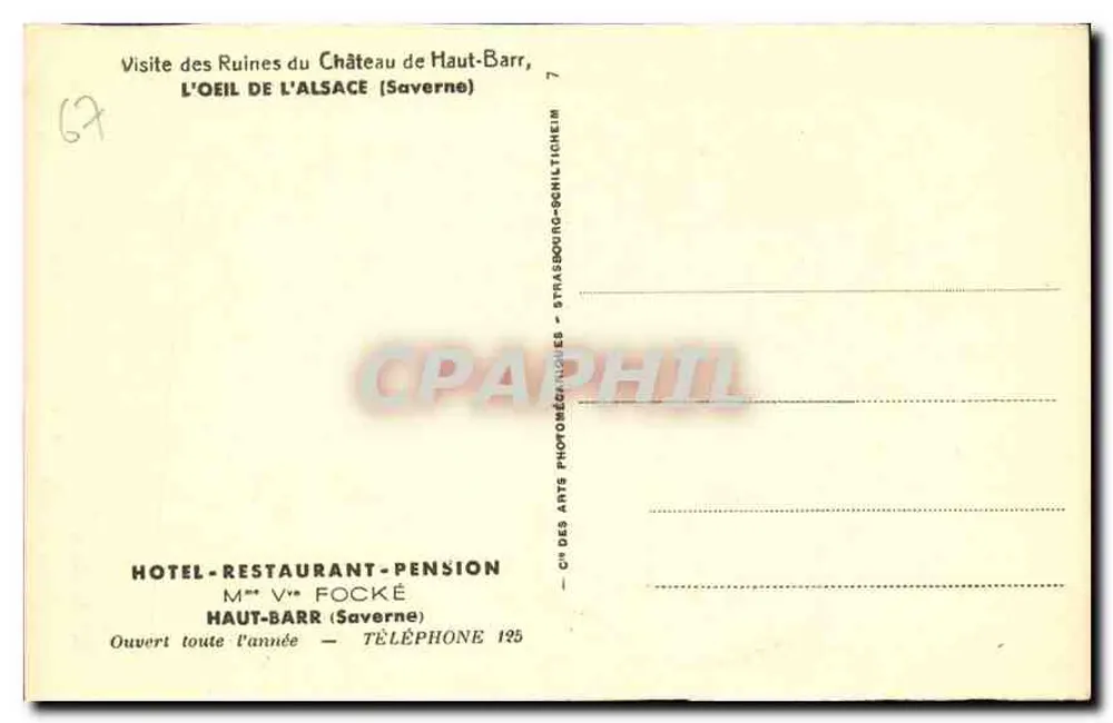 Het Haut-Barr en het Hotel — Antieke ansichtkaart n°148 — uitgever AHA - Achterkant