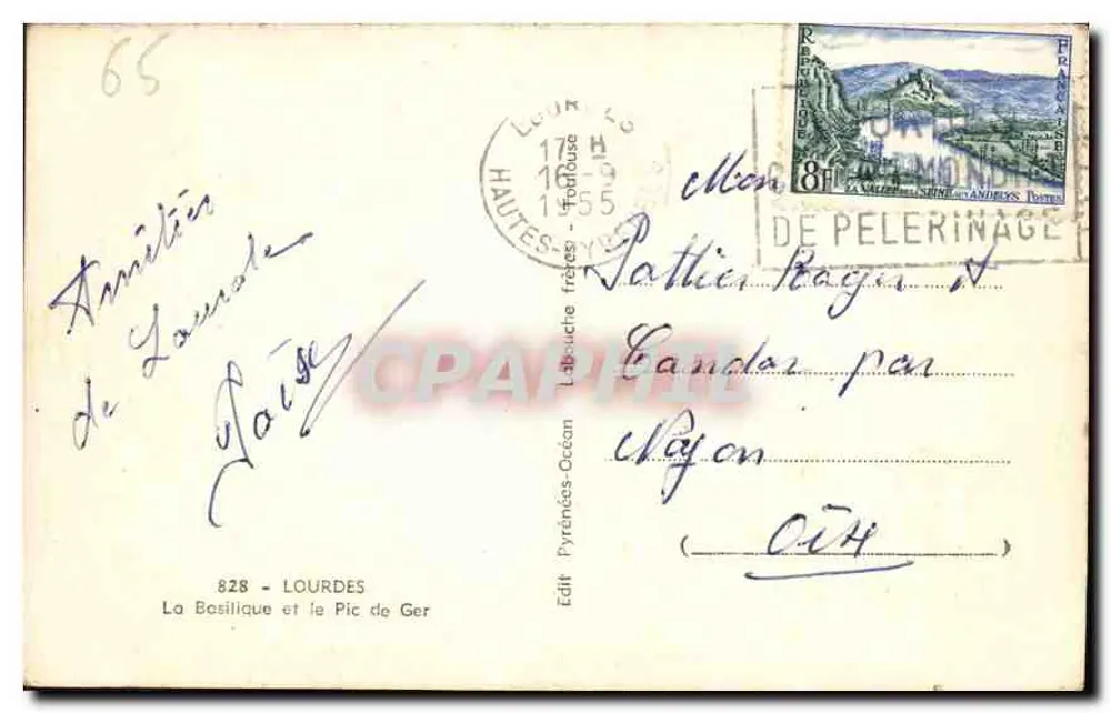Lourdes — A Basílica e o Pic de Ger — Édit P. Labouche frères - Verso