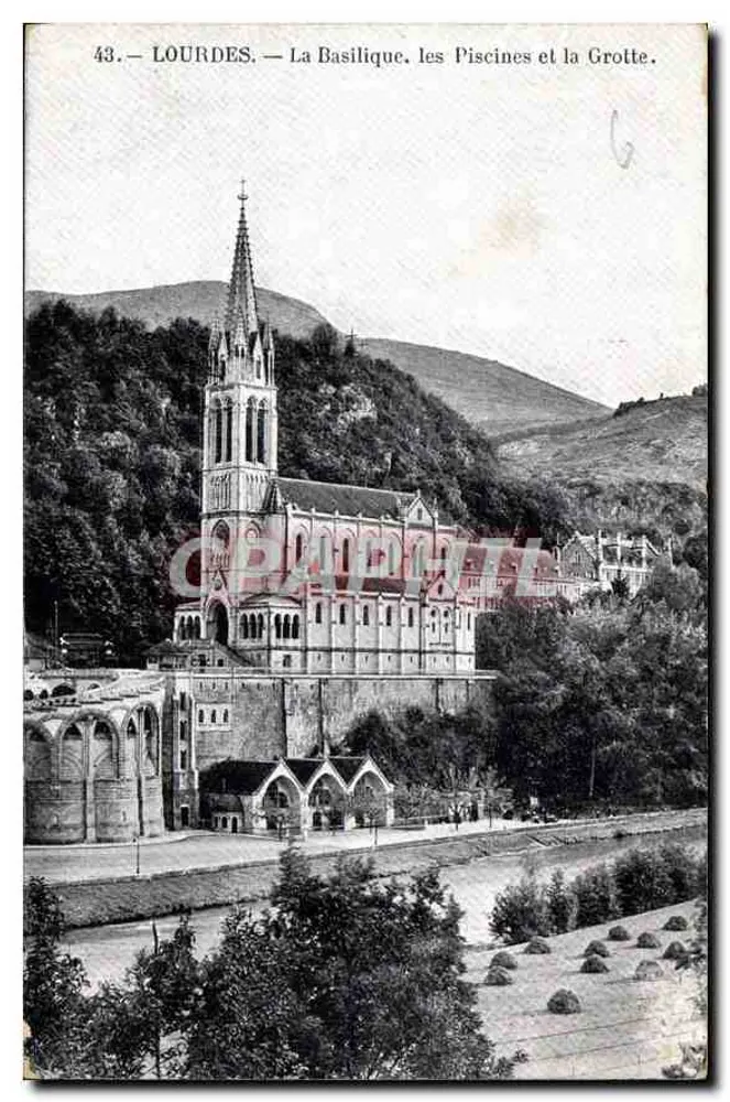 Lourdes — Die Basilika, die Becken und die Grotte — Verlag Lourdes, Nr. 43 - Vorderseite