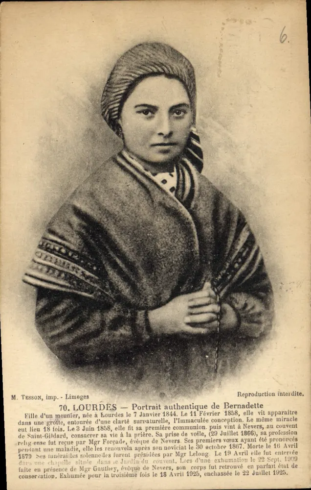 Lourdes — Retrato autêntico de Bernadette — M. Tesson, imp. Limeges - Frente