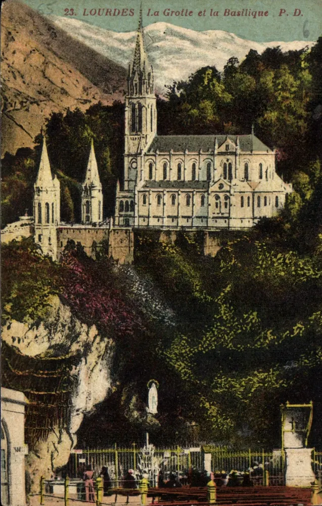 Lourdes — A Gruta e a Basílica — P.D. n°23 - Frente