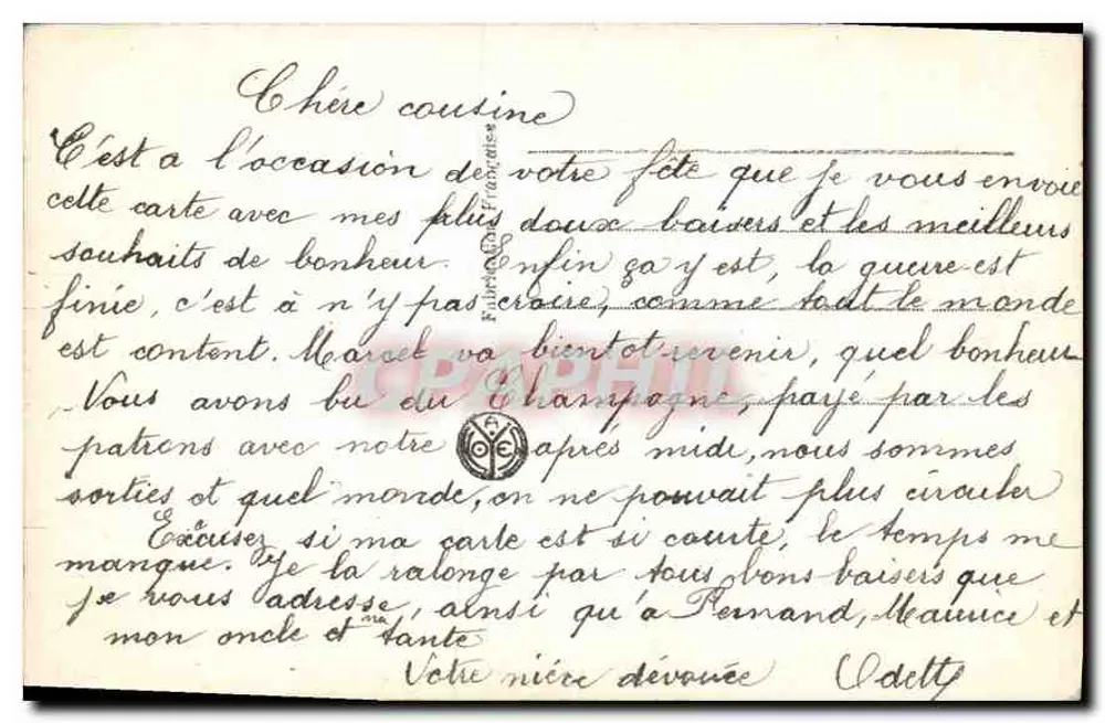 Jovem mulher em vestido azul com estampas — com buquê de rosas — editada por La Nover, n° 2537 - Verso