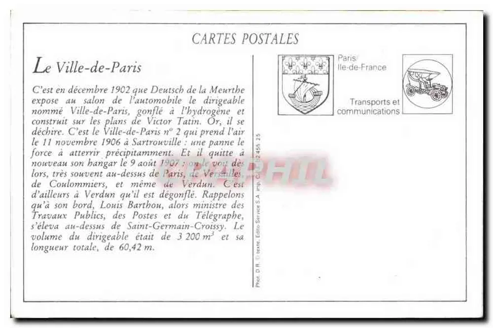 Luftschiff "Ville de Paris" — Eintretend in seine Halle — Éditions S.A. Imp. C. 2459, Paris - Rückseite