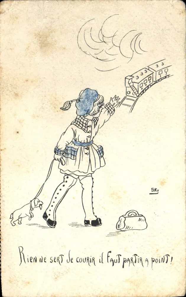 Kind mit Hund — humoristische Illustration — SKY - Vorderseite