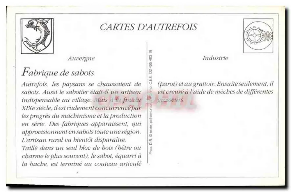 Interior de uma Fábrica de Sapatos — Auvergne — Tipos de Auvergne n°54 - Verso