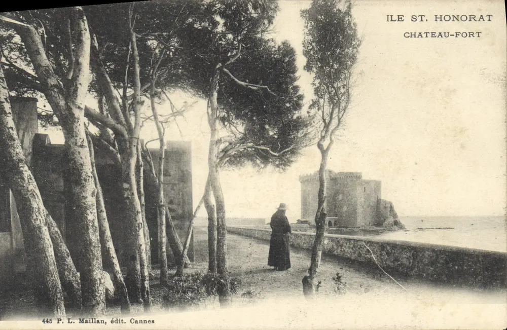 Ilha Saint-Honorat — Castelo-Forte — P. L. Maillan, edição Cannes, n°445 - Frente