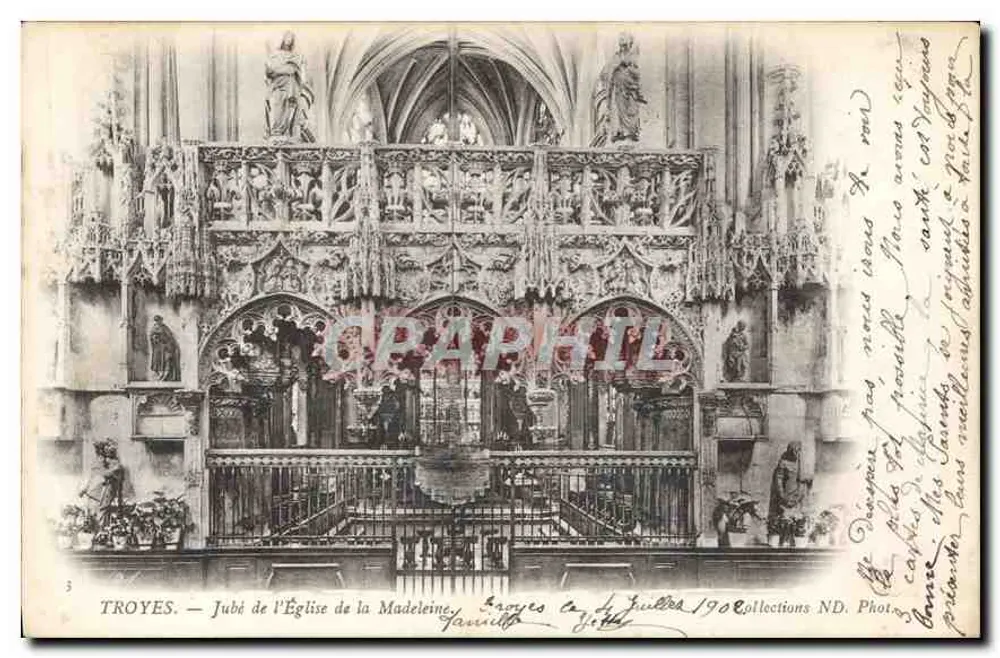 Troyes — Der reich verzierte gotische Jubé der Kirche der Madeleine — Fot. J. F. (n°3) - Vorderseite