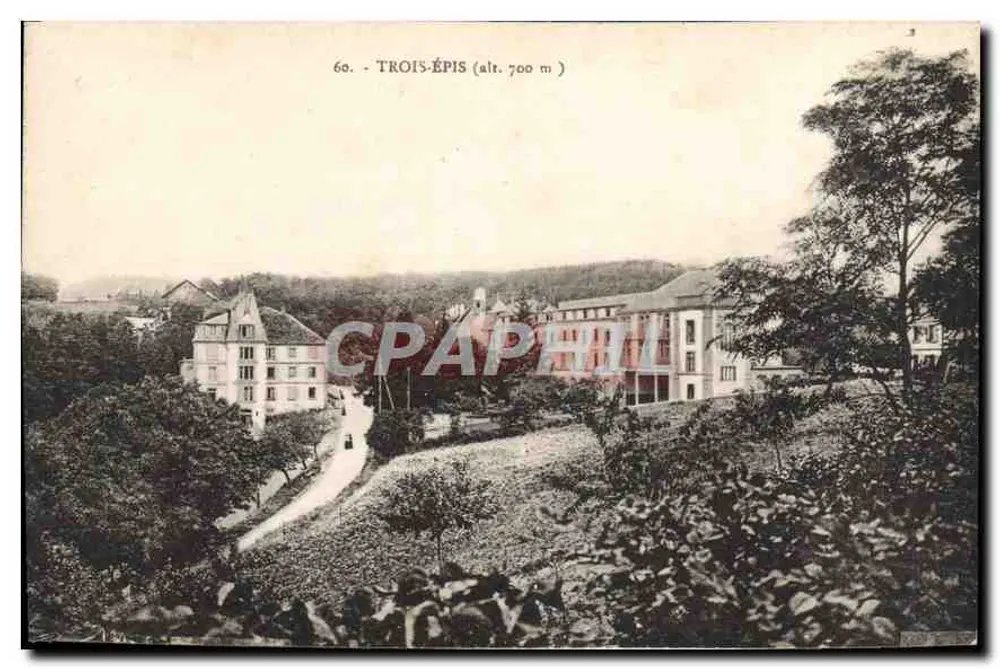Trois-Épis (alt. 700 m) — vista panorâmica com edifícios e estrada — editor 'La Cigogne', Strasbourg - Frente