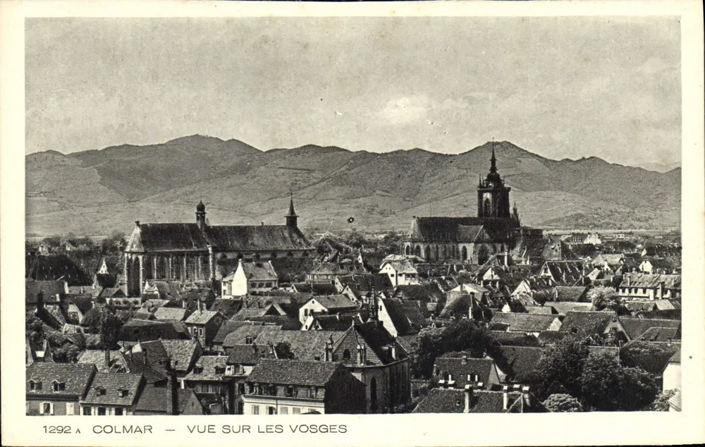 Colmar — Vista sobre os Vosges — série 1292A, editada por BEAUN & Cie - Frente