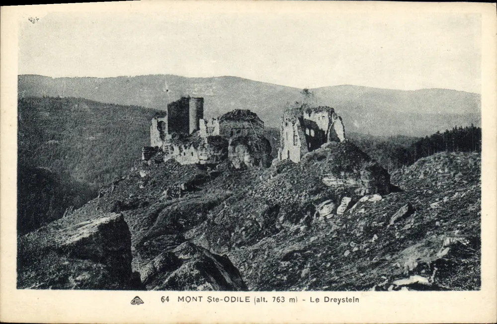 Monte Ste-Odile (alt. 763 m) — Le Dreystein — Editor: Almanach dos Artes e Obras Mecânicas, Strasbourg - Frente