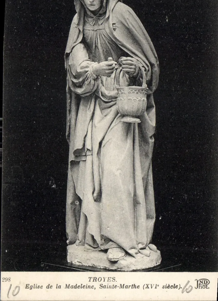 Troyes — Kirche Sainte-Marthe, Statue der Sainte-Marthe (16. Jahrhundert) — JND Phot. - Vorderseite
