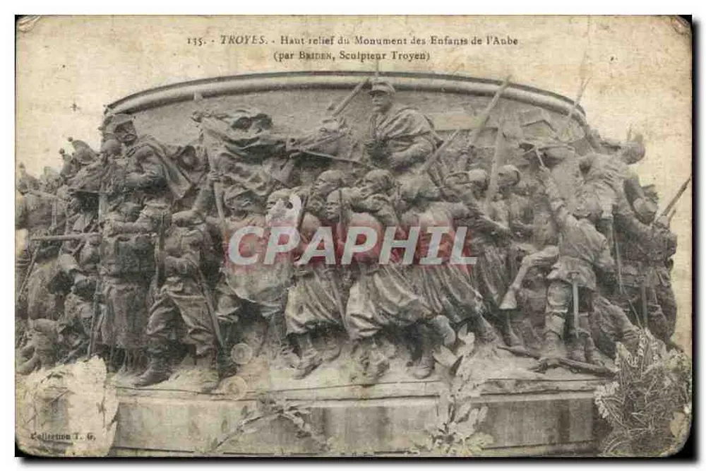 Troyes — Relief des Denkmals für die Kinder der Aube (von Brieden, Bildhauer aus Troyes) — Sammlung T. G. - Vorderseite