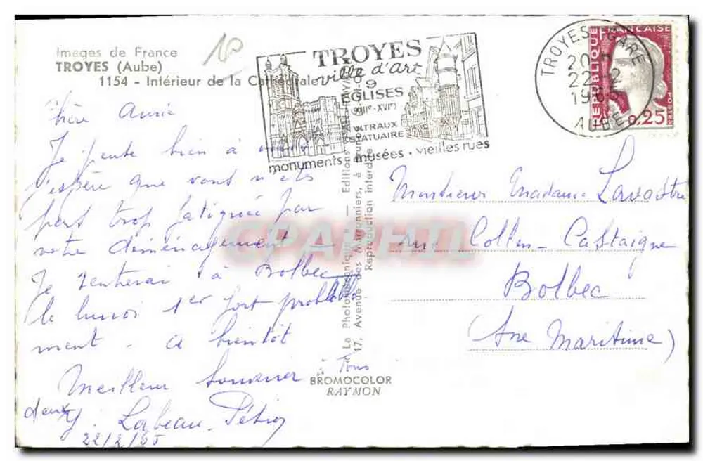 Interior da Catedral — Troyes (Aube) — Éditions Bromocolor Raymon - Verso