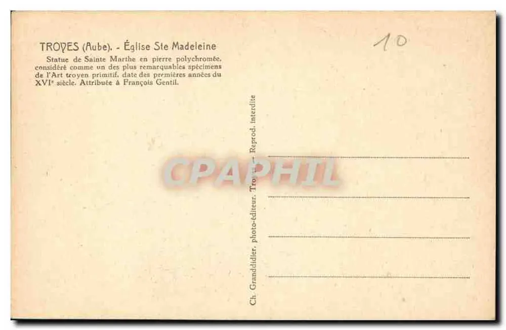 Troyes (Aube) — Igreja de Santa Madeleine — Estátua de Santa Marta - Verso