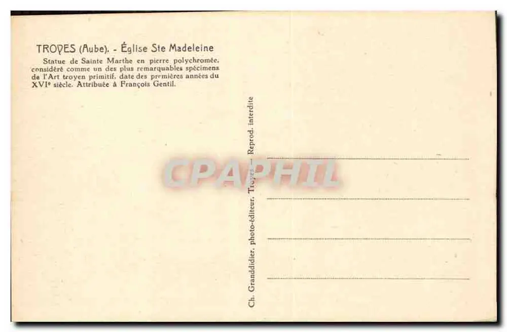 Tropes (Aube) — Igreja de Santa Madeleine — Estátua de Santa Marta - Verso