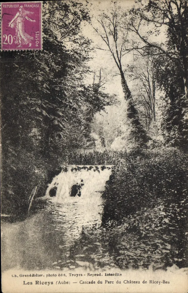 Les Riceys (Aube) — Cascade du Parc du Château de Ricey-Bas — Ch. Granddidier, photo édit. Troyes - Reprod. Interdite - Vorderseite