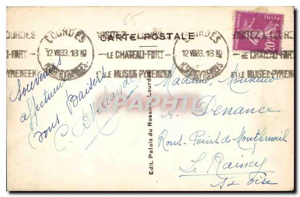 Lourdes - Esplanada e Castelo Forte — n°203 - Verso