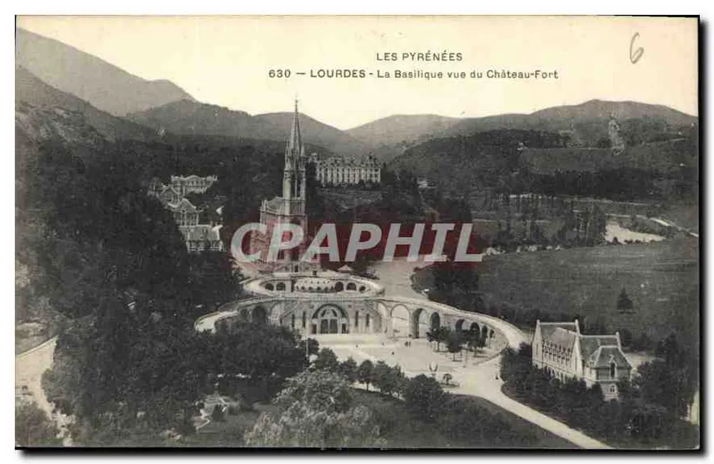 Lourdes - Die Basilika vom Schloss-Fort aus gesehen — Die Pyrenäen, Nr. 630 - Vorderseite