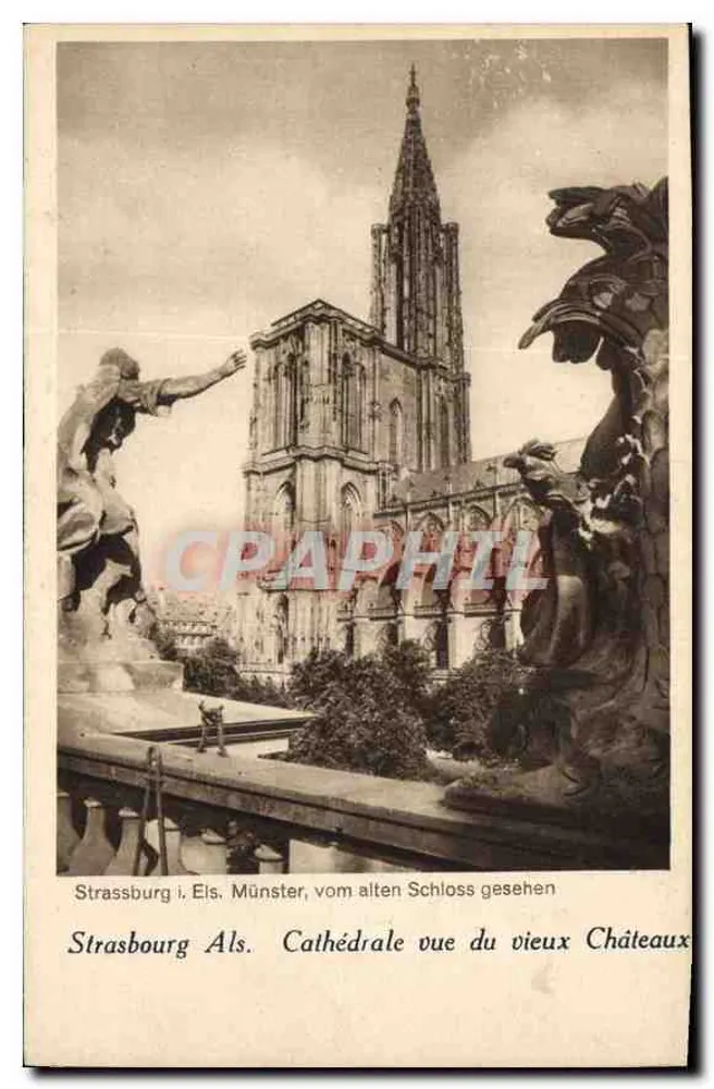 Strasbourg i. Els. Münster, vom alten Schloss gesehen — Kathedrale von der alten Burg aus gesehen - Vorderseite