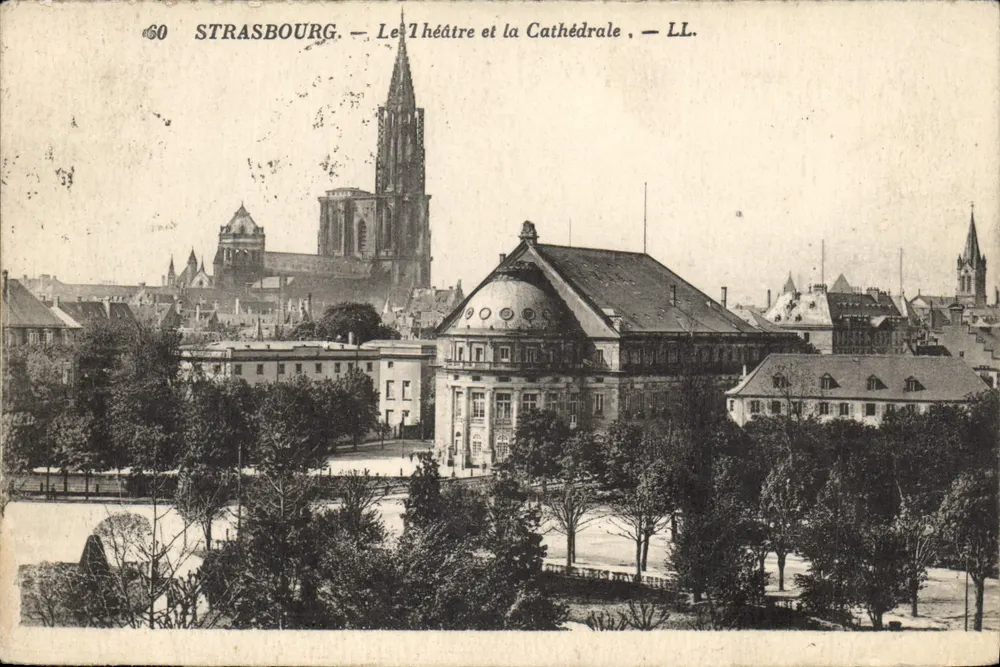 Straßburg — Ansicht des Theaters und der Kathedrale — LL. - Vorderseite