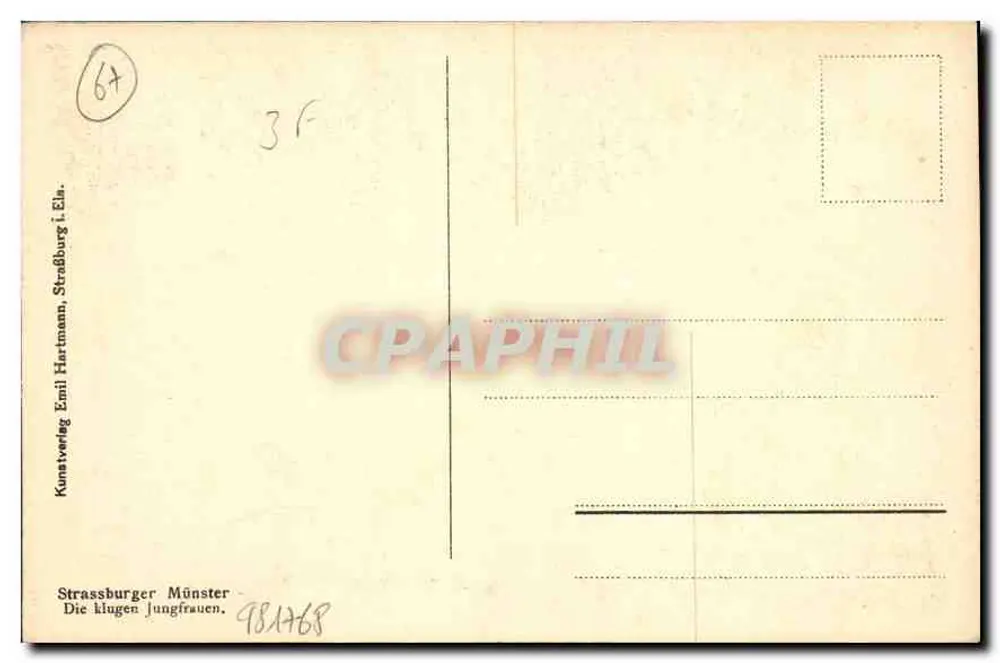 Straßburg - Die Klugen Jungfrauen - Verleger Emil Hartmann - Rückseite