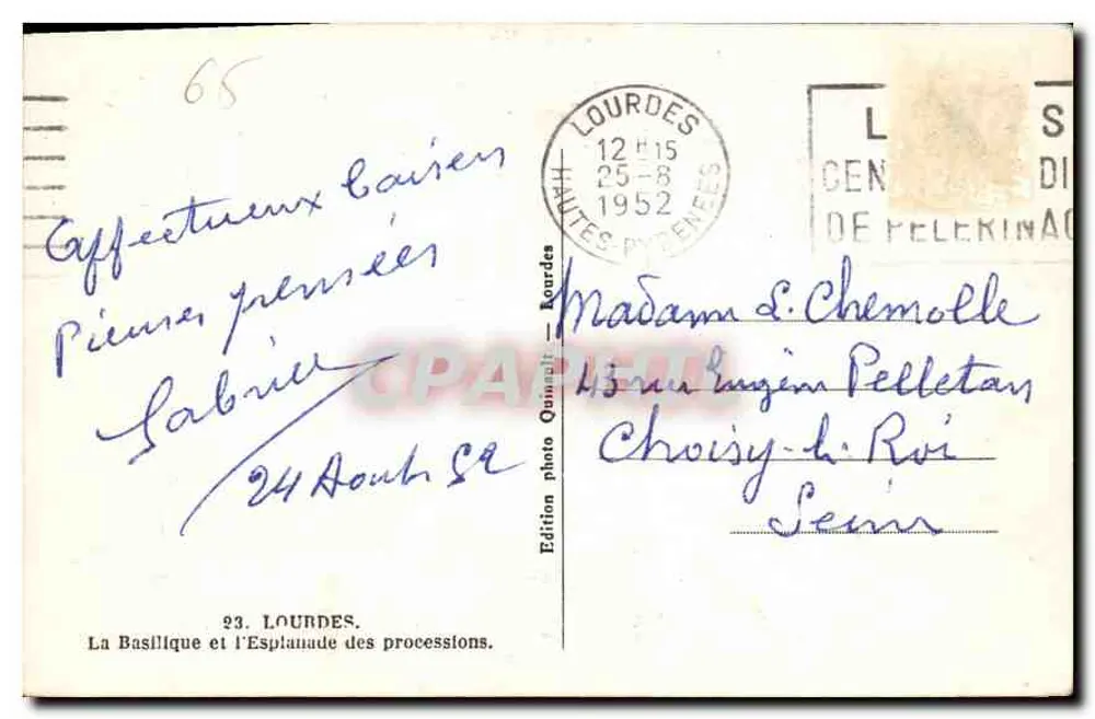 Lourdes — A Basílica e a Esplanada das Procissões — Edição fotográfica Quinault - Verso