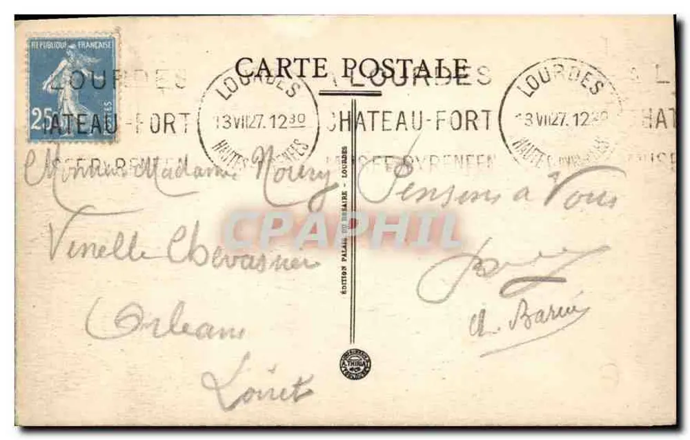 Lourdes — Ansicht der Wallfahrtsstätten — Verlag Palam de Besaïre, n°47 - Rückseite