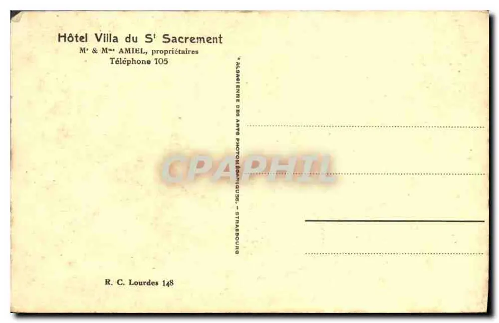 Lourdes — Hotel Villa do Santo Sacramento — editor R. C. Lourdes 148 - Verso