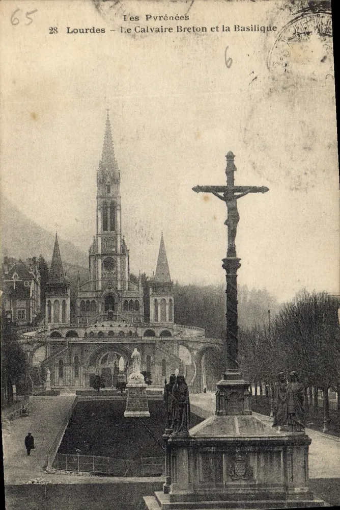 Lourdes — Der Bretonische Calvary und die Basilika — Die Pyrenäen - Vorderseite