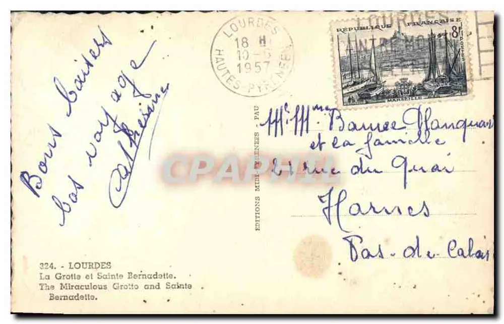 A Gruta de Lourdes — Santa Bernadette — Edições Miret-Beauregard - Verso
