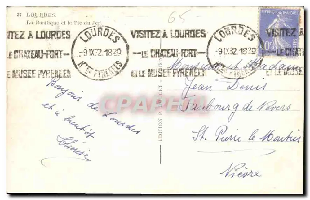 Lourdes — A Basílica e o Pic du Jer — Édition Lourdes - Verso