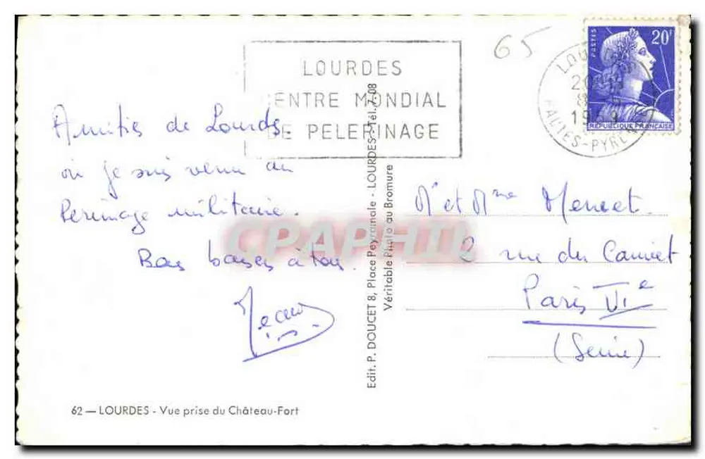 Lourdes — Ansicht vom Schloss — Edlux - Rückseite