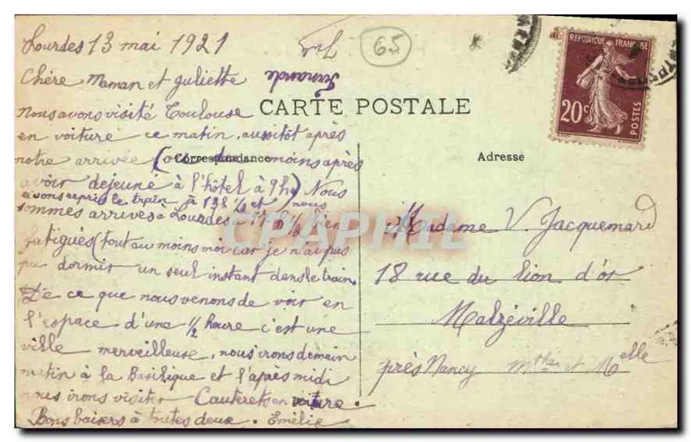 Lourdes — A Basílica — Os Pirineus - Verso