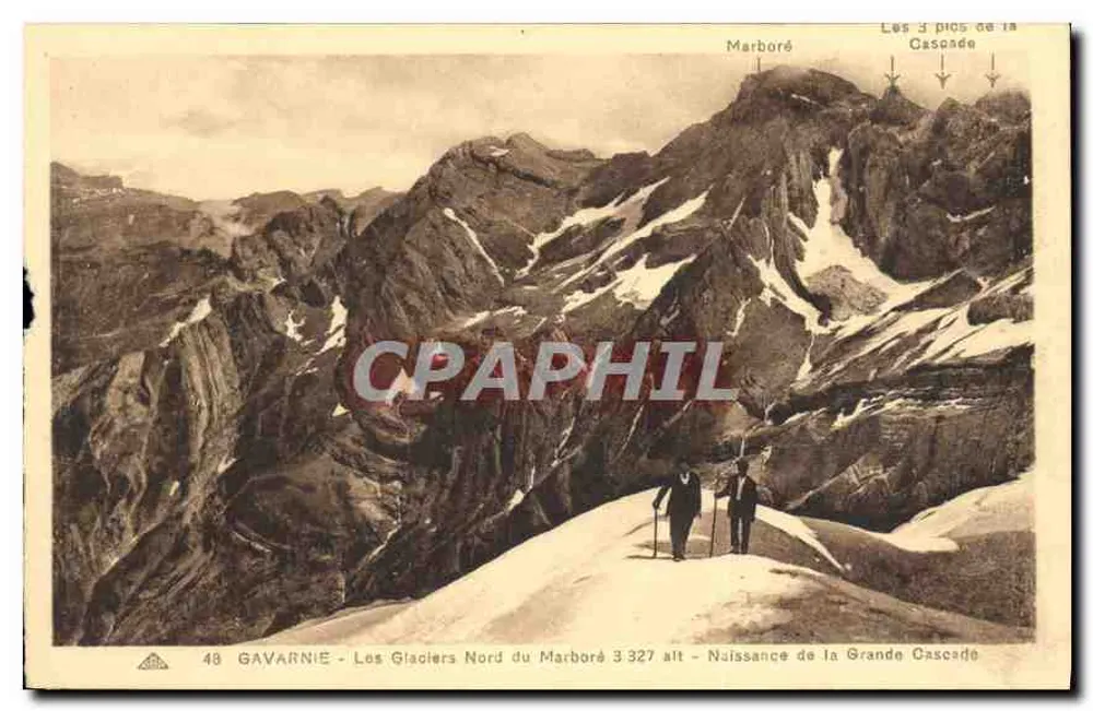 Gavarnie - Die Gletscher nördlich von Marboré 3 327 alt - Geburt der Großen Wasserfall - Vorderseite