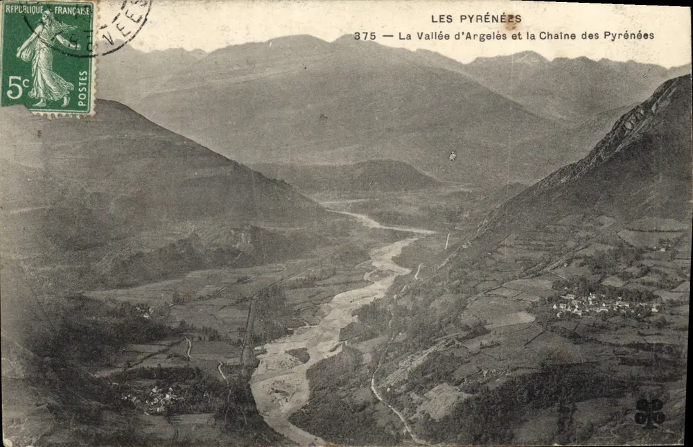 Die Pyrenäen — Die Tal von Argelès und die Pyrenäen-Kette — unbekannter Verlag, Nr. 375 - Vorderseite