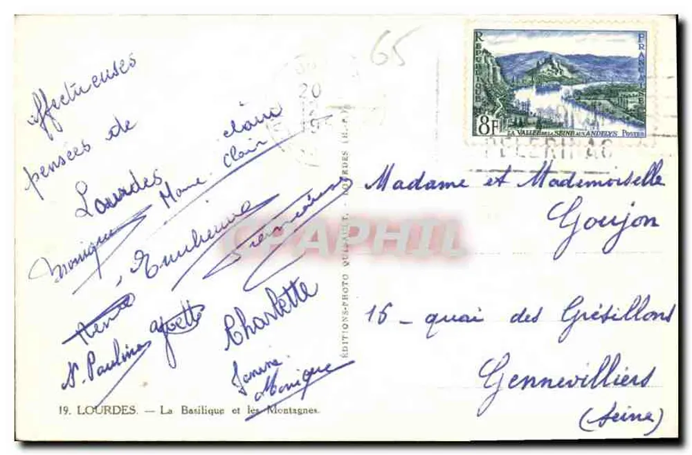 Lourdes — Die Basilika und die Berge — Éditions Photo Quillet, n°19 - Rückseite