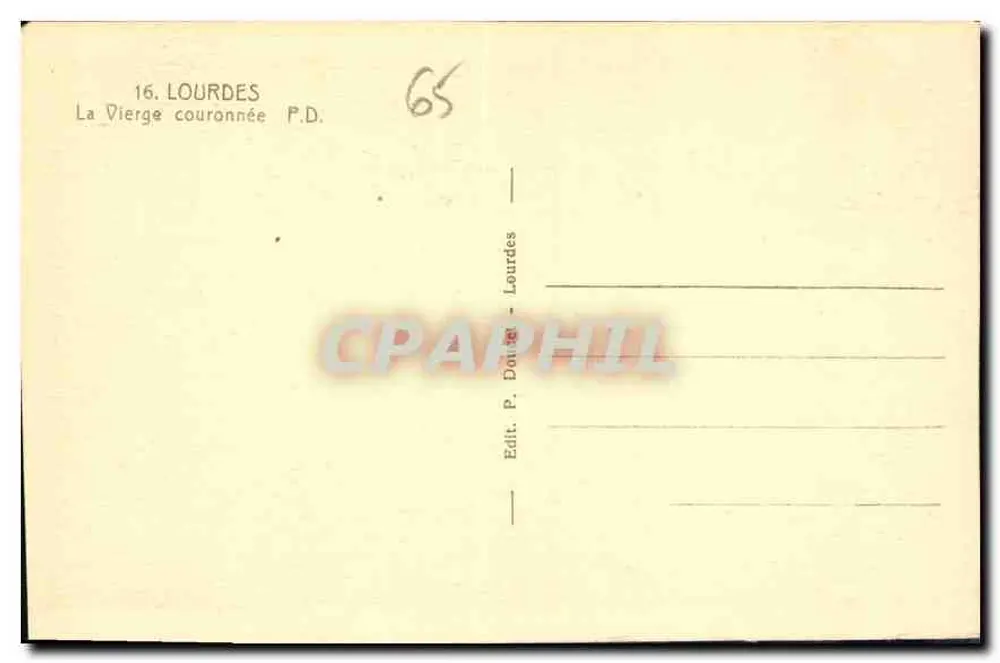 A Virgem coroada — Lourdes — Edit. P. Douzet - Verso