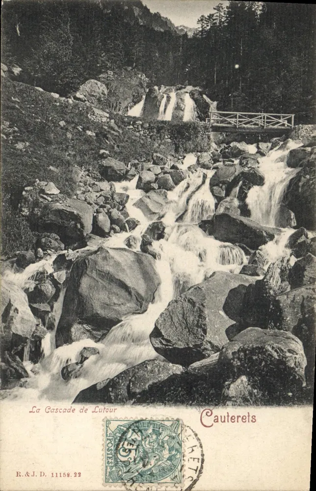 A Cascata de Lutour — Cauterets — R.&J.D. 11158.22 - Frente