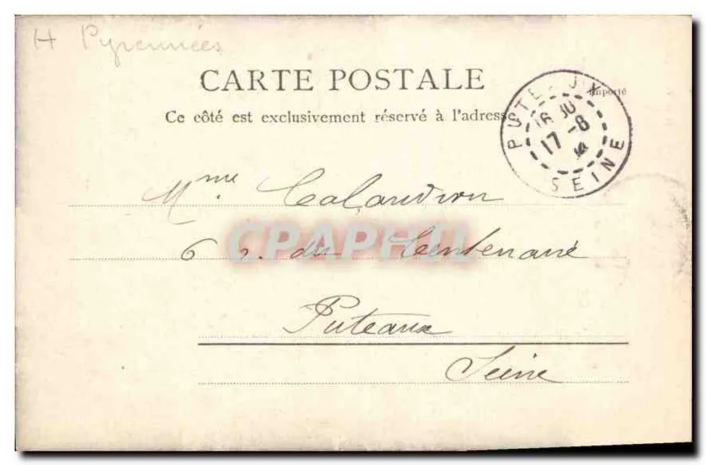A Cascata de Lutour — Cauterets — R.&J.D. 11158.22 - Verso