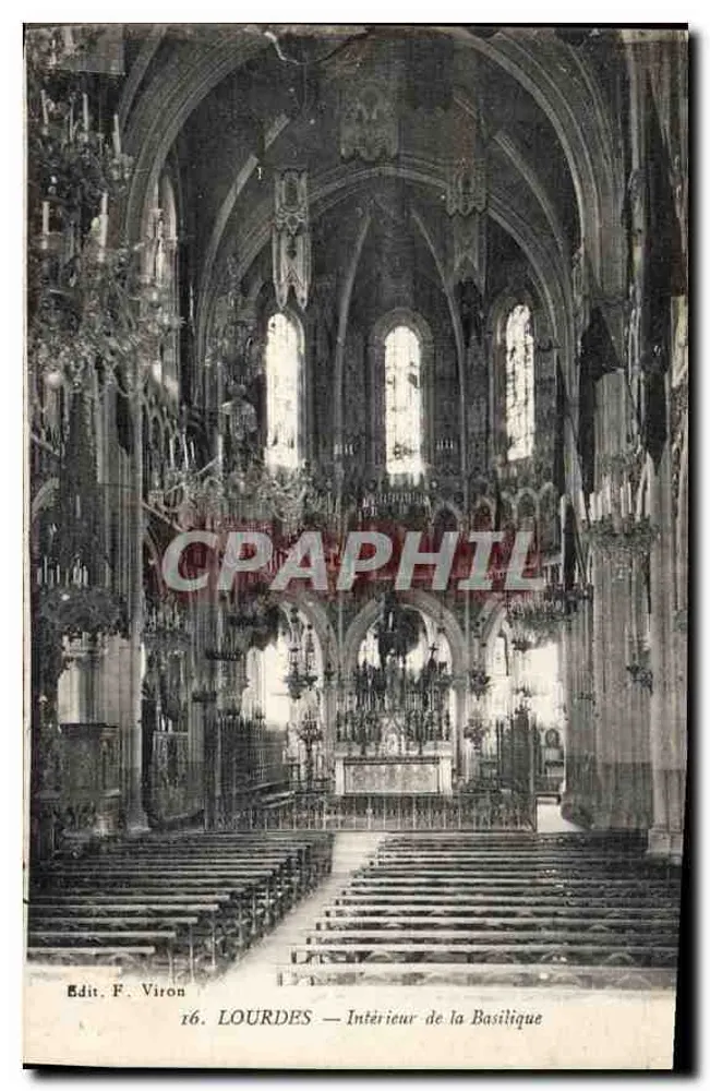 LOURDES — Interior da Basílica — Edit. F. Viron n°16 - Frente