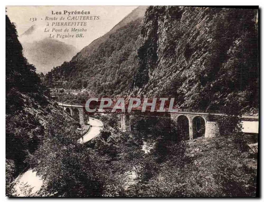 I Pirenei — Strada da Cauterets a Pierrefitte, Il Ponte di Meyaba — Bloc frères, Bordeaux, n°132 - Recto