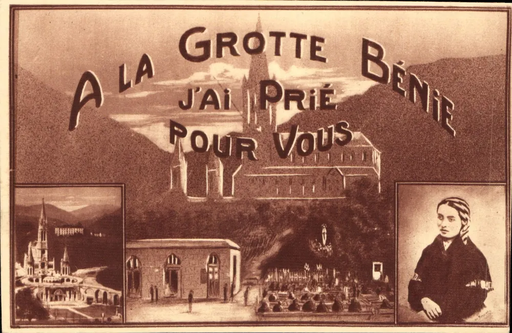 Gruta de Lourdes — Na gruta, orei por você — P.D. Lourdes - Frente