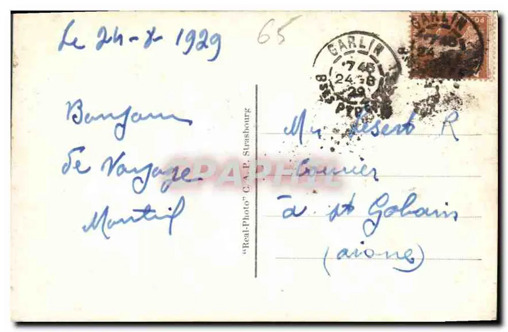Lourdes — Die Basilika vom Festungsschloss aus gesehen — Real-Photo C.A.P. Straßburg 65 - Rückseite