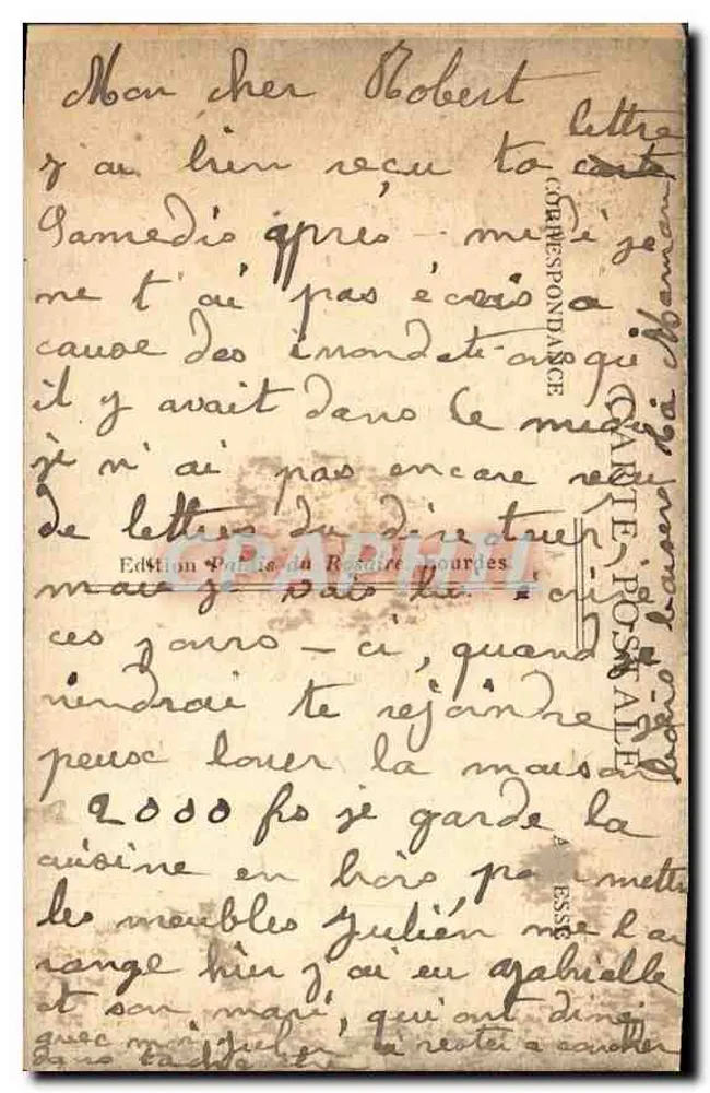 LOURDES - A Gruta. — Edição Paris, do Rosaire de Lourdes. - Verso