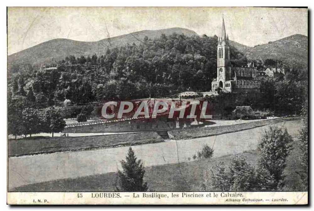 Lourdes — Die Basilika, die Piscines und der Calvary — Katholische Allianz - Vorderseite